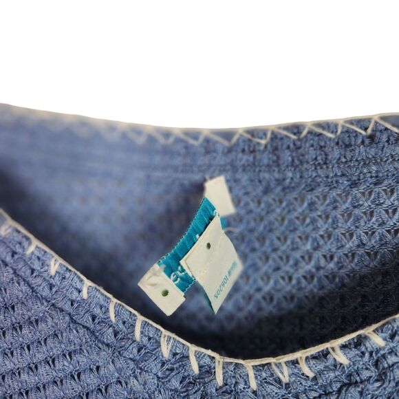 SUNDANCE Sweater Womens XS Blue Thick Stitch Thermal V Neck Top Cabincore - Picture 7 of 9